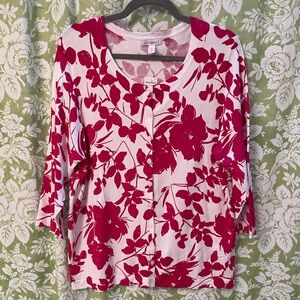 🏝️Big $8 Sale!🏝️Roz & Ali Pink and White Cardigan